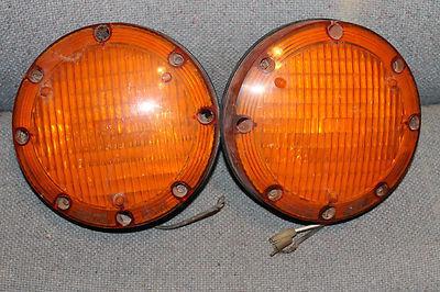 Pair of large amber signal lights sae wi ww 74 good shape! make offer