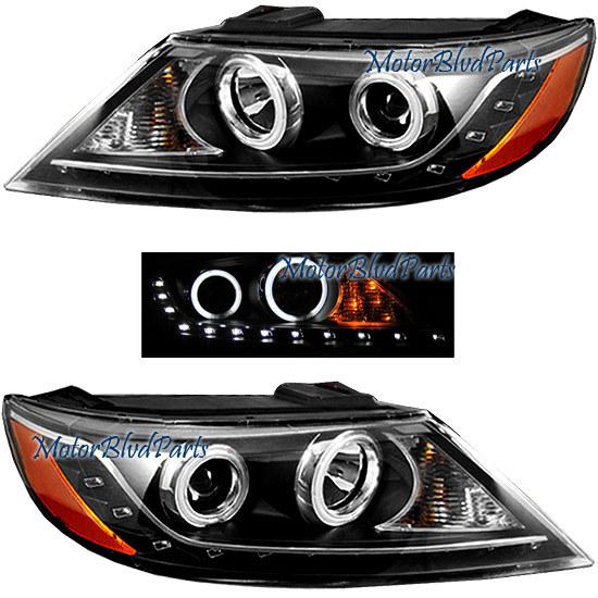 11-12 sorento projector ccfl halo led headlights headlamps black