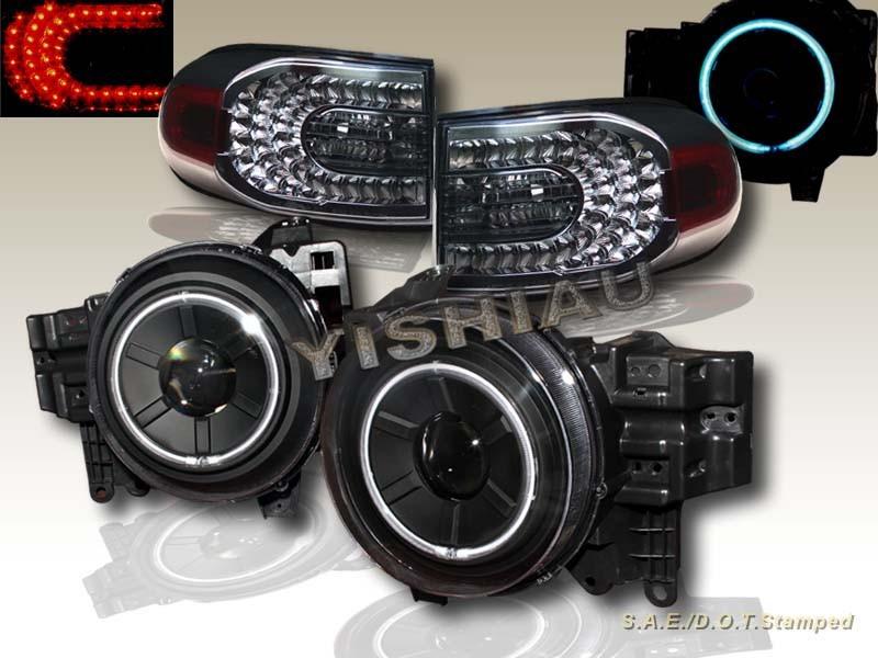 2007-2012 toyota fj cruiser projector headlights halo ccfl black led tail lights