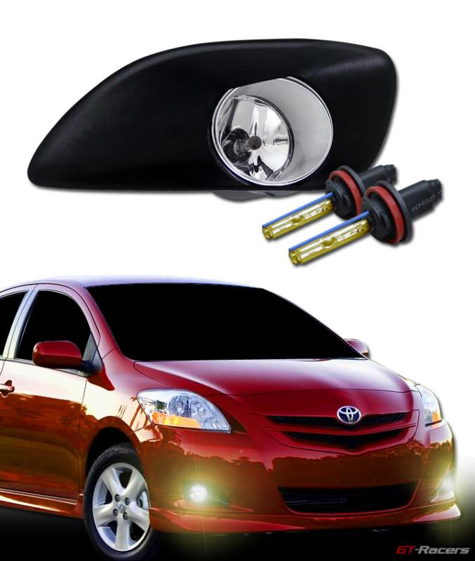 3k hid w/ sport clear front bumper fog lights+switch 06-11 toyota yaris 4d sedan