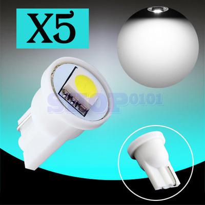 5pcs t10 1 smd 5050 pure white license plate 194 w5w led car light bulb lamp