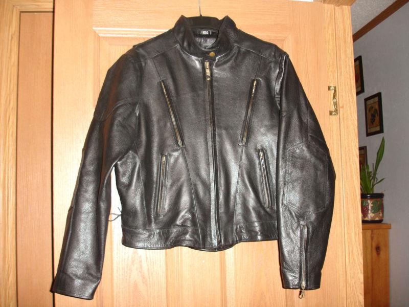 Ladies 14/16p petite motorcycle biker leather jacket vented lined lace up sides