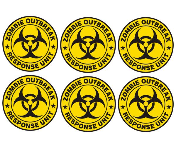 Zombie outbreak response unit decal 6 2"x2" yellow vinyl hard hat sticker zu1