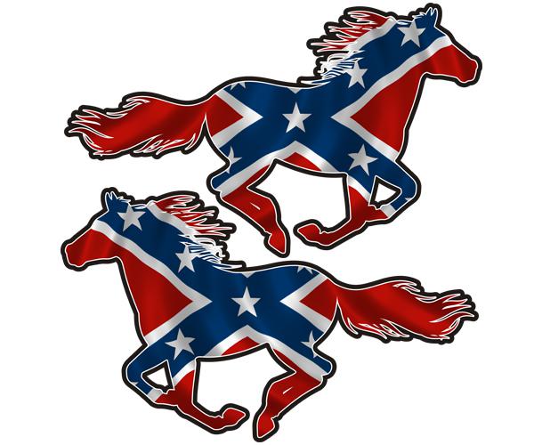 Rebel horse decal set 4"x2.4" confederate flag pony mustang vinyl sticker zu1