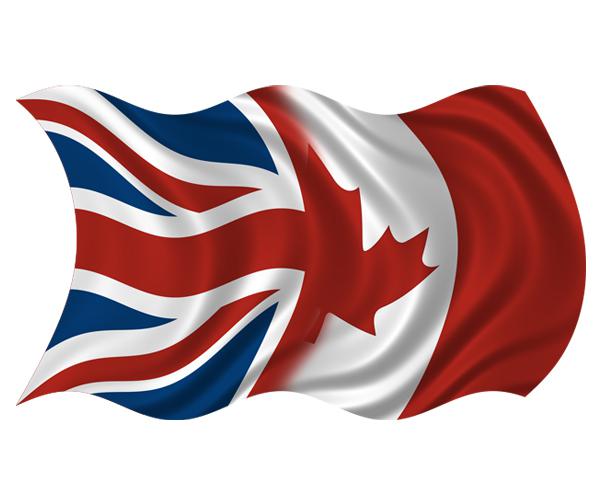 Britain canada waving flag decal 5"x3" british uk canadian vinyl car sticker zu1