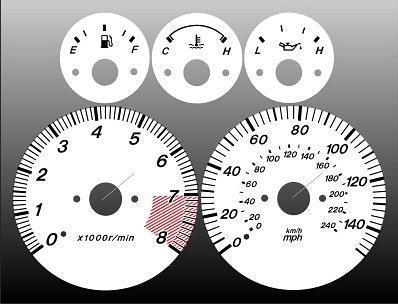 1999-2000 mazda miata instrument cluster white face gauges 99-00