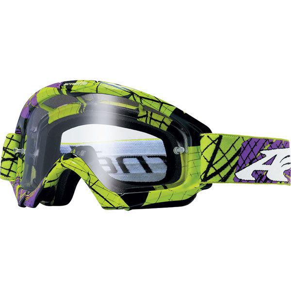 Green purple/clear arnette mini series fragment youth mx goggles