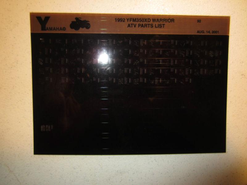 1992 yamaha atv yfm350xd warrior microfiche parts catalog yfm 350 xd