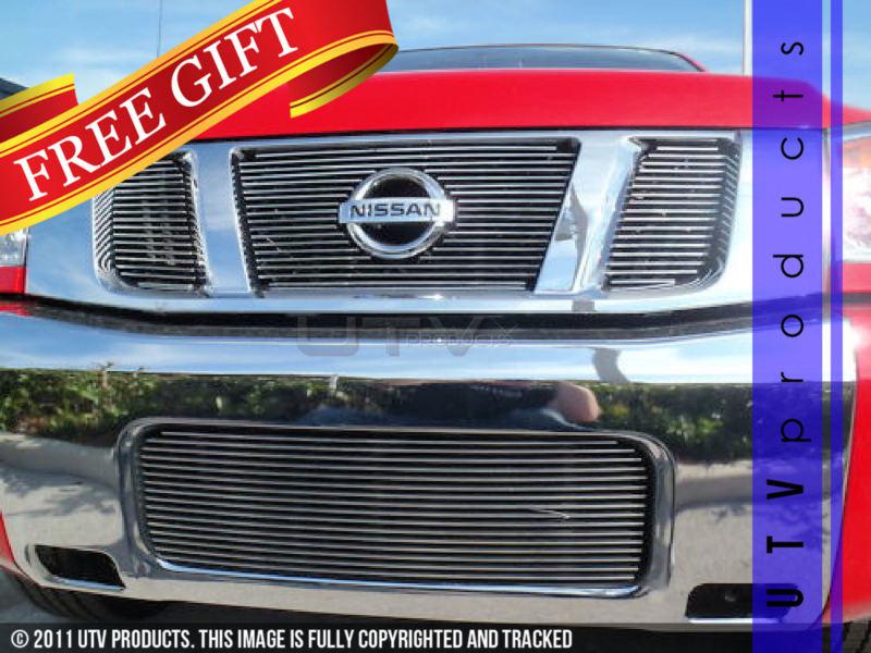 2008 2009 2010 2011 nissan titan upper & bumper 4pc combo chrome billet grille 