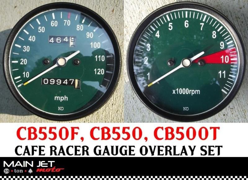 Cb550 cb550f cb500t honda cafe racer gauge face decal overlay applique tach cb