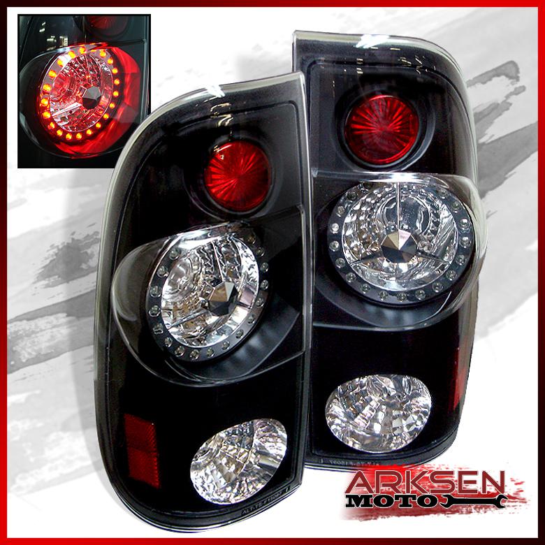 97-03 f150/04 heritage/97-99 f250ld/99-07 superduty black led ring tail lights