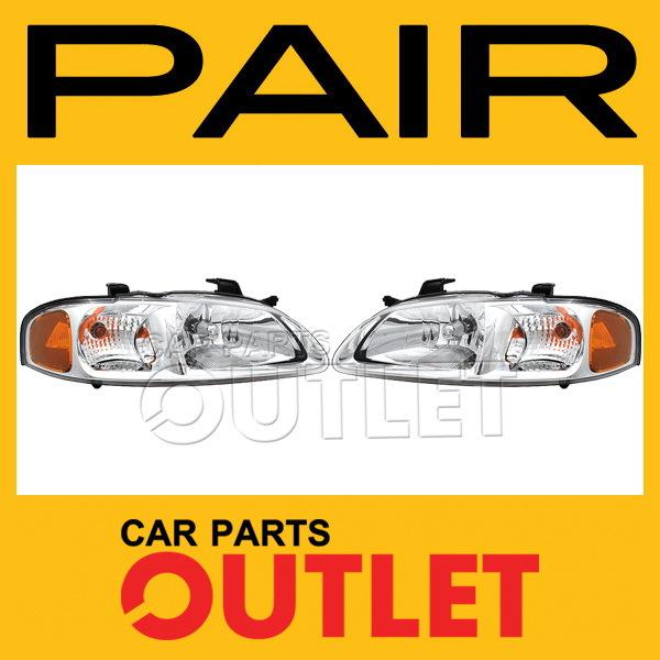 00 01 nissan sentra pair head lights chrome lamp bezel ni2502129 lh ni2502129 rh