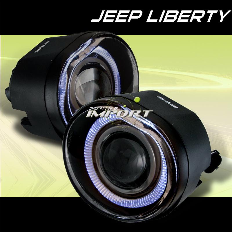 Jeep 02-04 liberty black halo projector fog lights lamps driver+passenger new