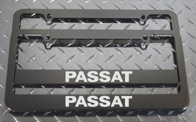 2 brand new volkswagen passat gunmetal license plate frame + screw caps