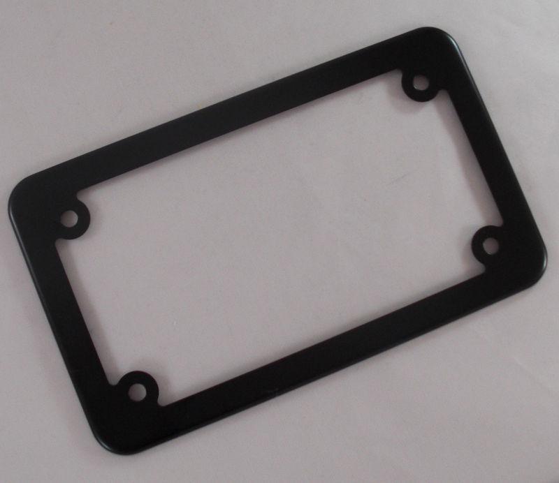 Black metal "deluxe" motorcycle license plate frame - lic tag bracket fastener