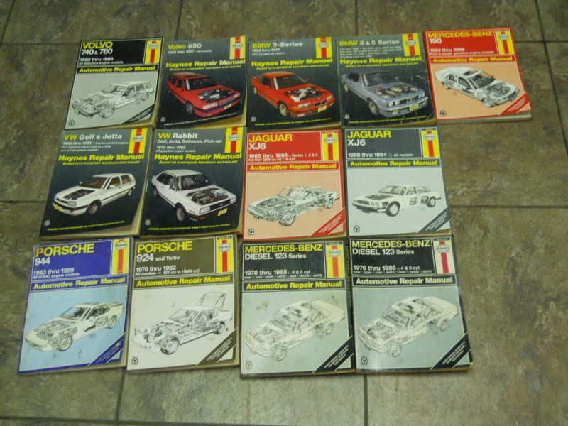 Haynes auto repair manual collection european. mercedes,vw, porsche, etc