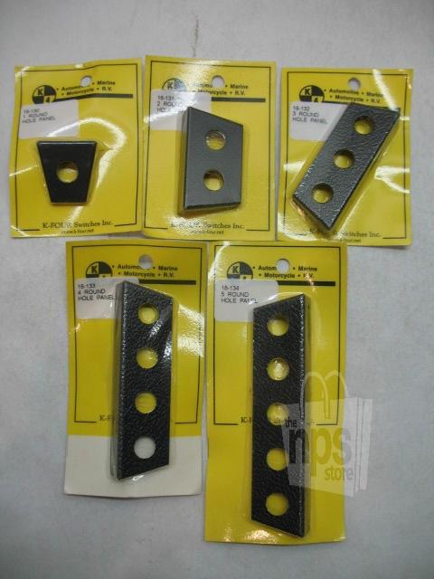 K-four switches inc. round hole switch panels 1/2in 1 to 5 holes lot of 5 new