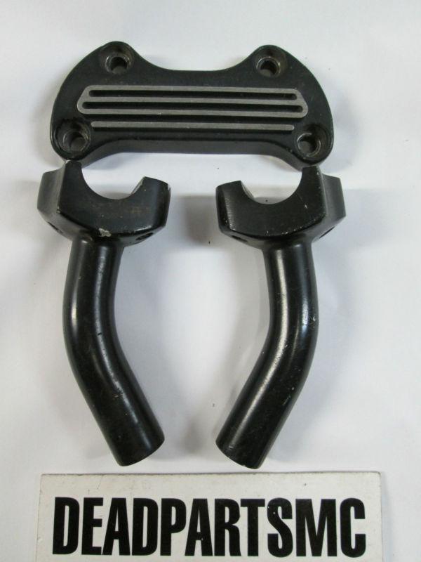 Harley black stock pullback handlebar risers mounts top clamp