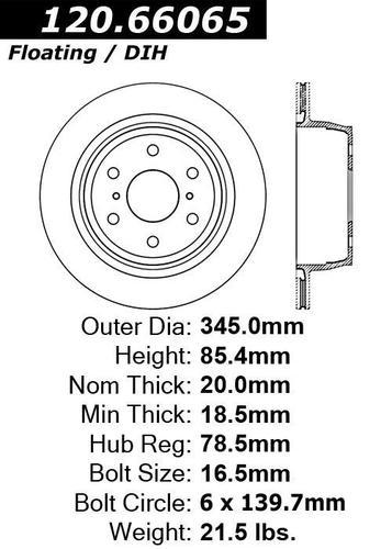 Centric 120.66065 rear brake rotor/disc-premium rotor-preferred