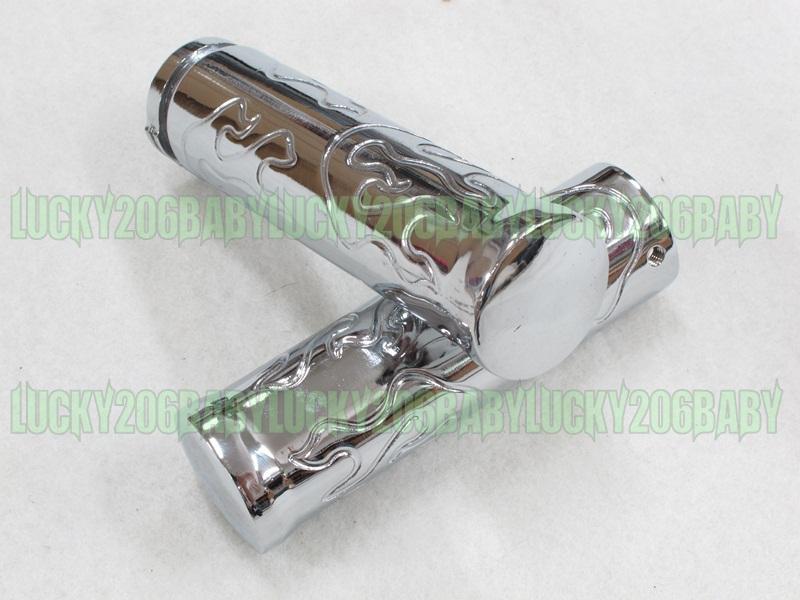 Motorbike fire flame custom chrome handlebar hand grips 1" 