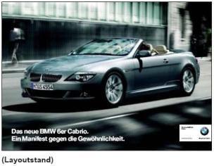 Original bmw 6 series cabriolet car poster/new/race lap