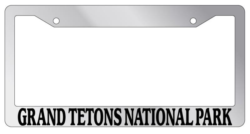 Chrome license plate frame grand tetons national park auto accessory novelty