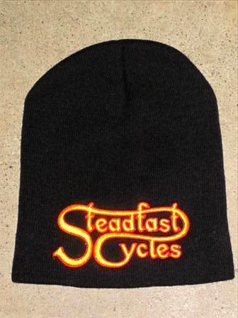 Steadfast cycles logo beany short black headsock embroidered cap