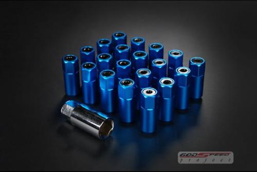 Gsp t5  blue color lug nuts 55mm 20 pcs m12 x 1.25 open/close end fit:nissan