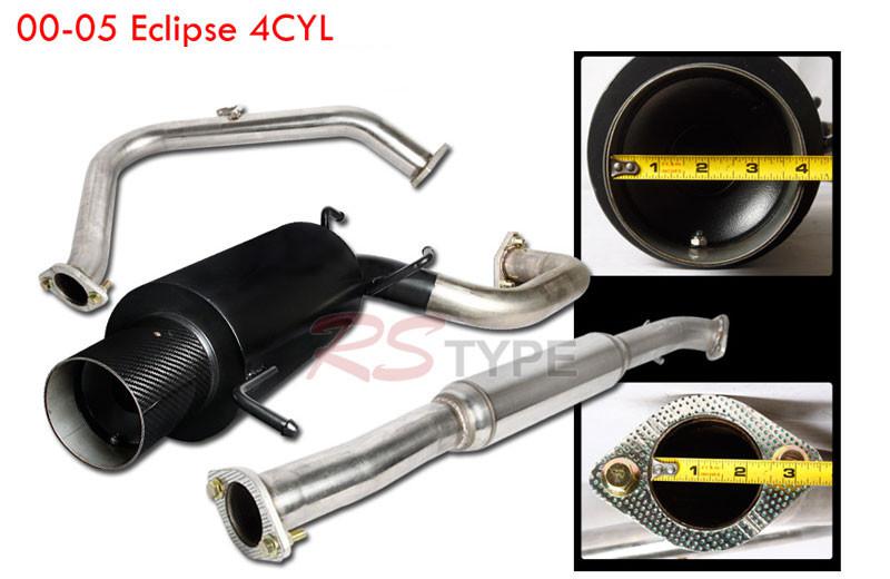 00-05 mitsubishi eclipse 4cyl black catback exhaust system carbon tip muffler