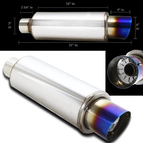 Universal 14"~ n1 4"  burnt slant tip stainless steel body muffler w/3.0" inlet