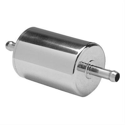 Summit racing chrome fuel filter 3/8 in. barb inlet / 3/8 in. barb outlet g1512