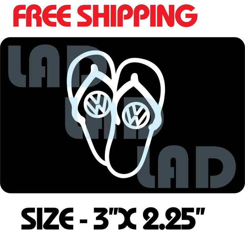 2- sandals vw vinyl decal sticker 3" x 2.25" glossy white 