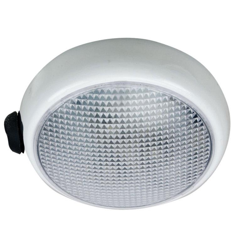 Perko round surface mount led dome light - white powder coat - w/ switch 1356dp0