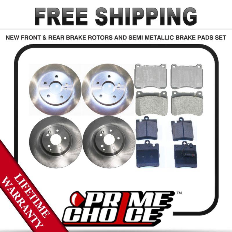 Front + rear kit (4) brake rotors & (8) brake pads with lifetime warranty