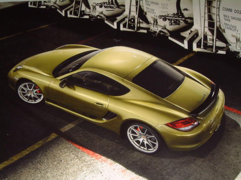 Porsche factory issued showroom poster of the cayman r top shot  (no.13)