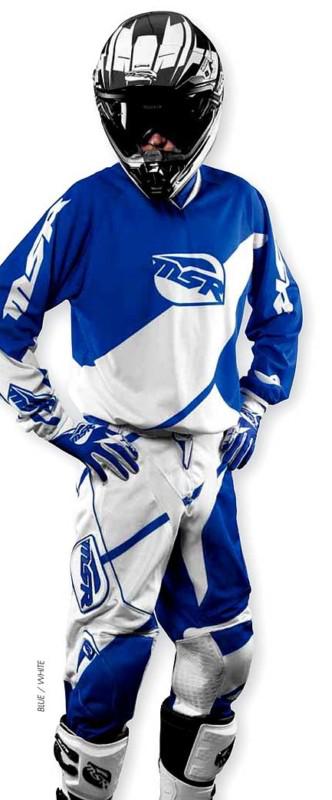 Msr max air split gear set blu/wht jersey, pant, glove new motorcross